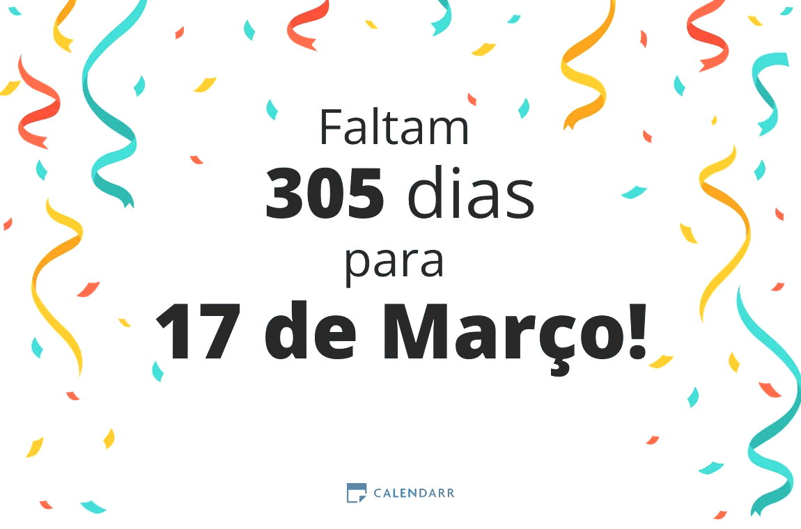 Descubra quantos dias faltam para 17 de Março - Calendarr