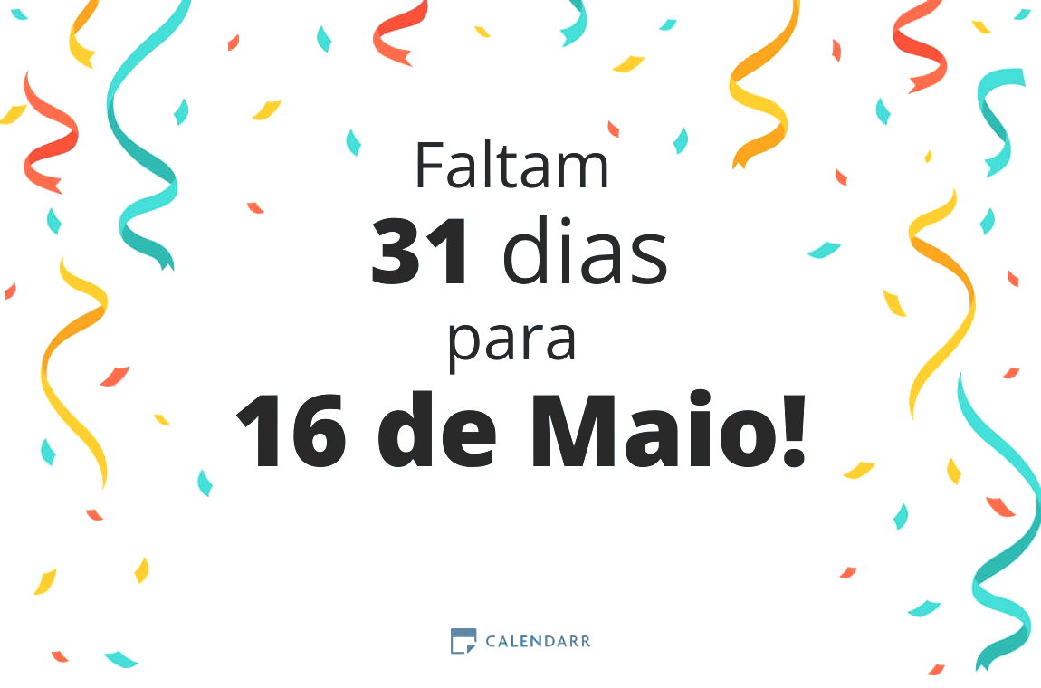 Descobre quantos dias faltam para 16 de Maio - Calendarr