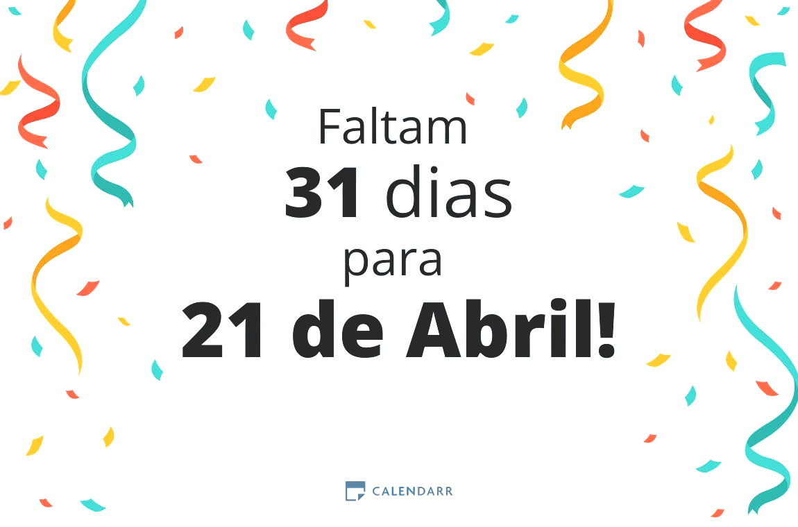 Descobre quantos dias faltam para 21 de Abril - Calendarr