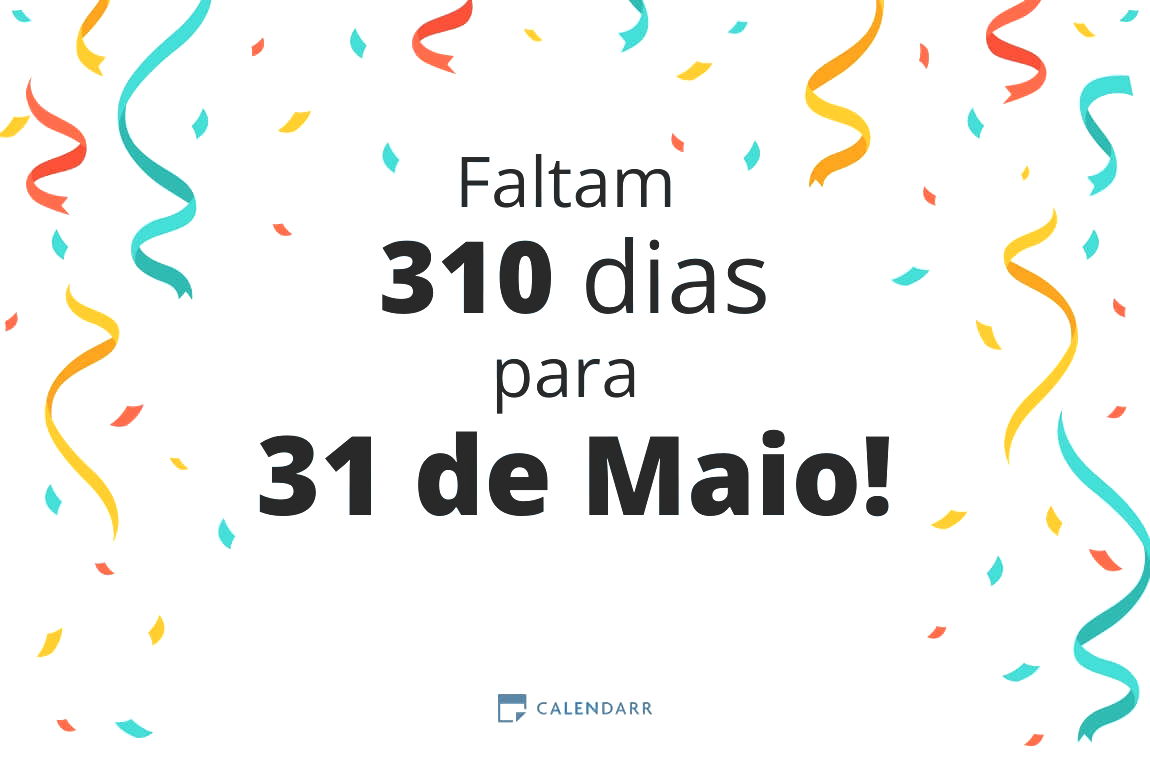 Descubra quantos dias faltam para 31 de Maio - Calendarr