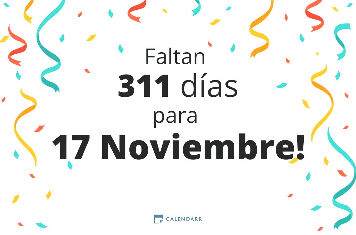 Descubre cuántos días faltan para 17 Noviembre - Calendarr