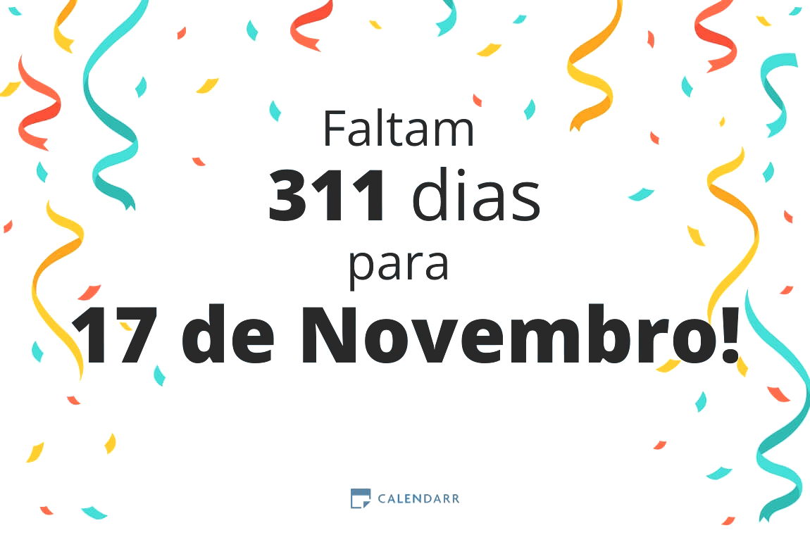 Descobre quantos dias faltam para 17 de Novembro - Calendarr