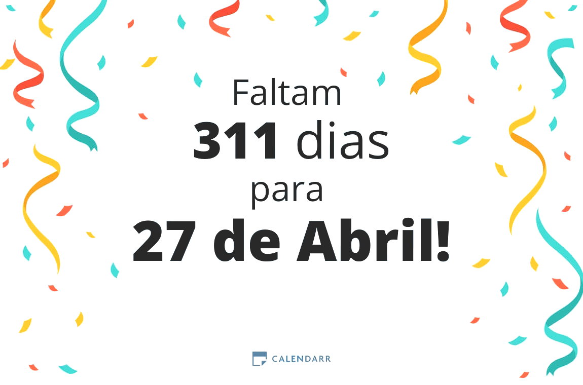 Descobre quantos dias faltam para 27 de Abril - Calendarr