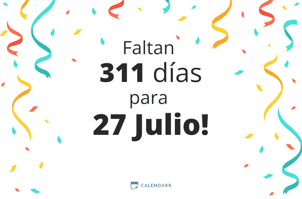 Descubre cuántos días faltan para 27 Julio - Calendarr