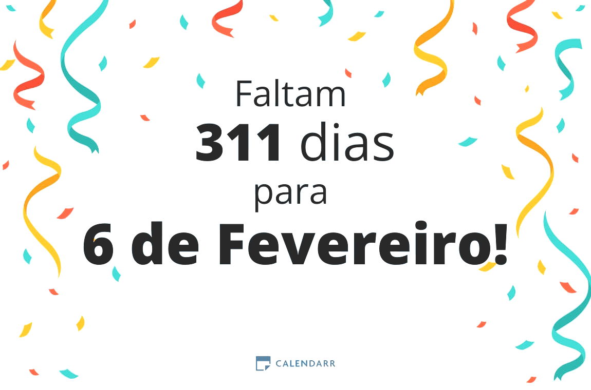 Descubra quantos dias faltam para 6 de Fevereiro - Calendarr