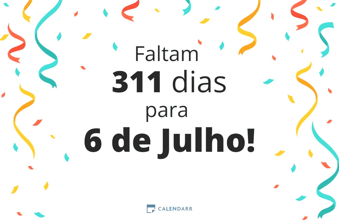 Descubra quantos dias faltam para 6 de Julho - Calendarr