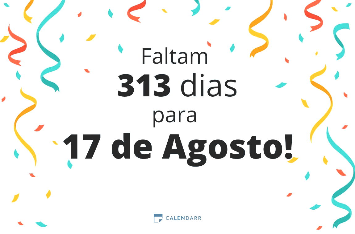 Descubra quantos dias faltam para 17 de Agosto - Calendarr