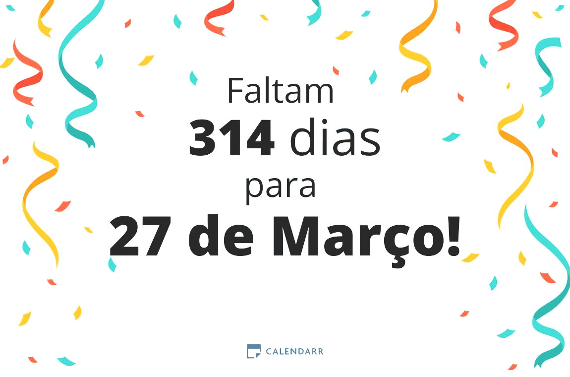 Descobre quantos dias faltam para 27 de Março - Calendarr