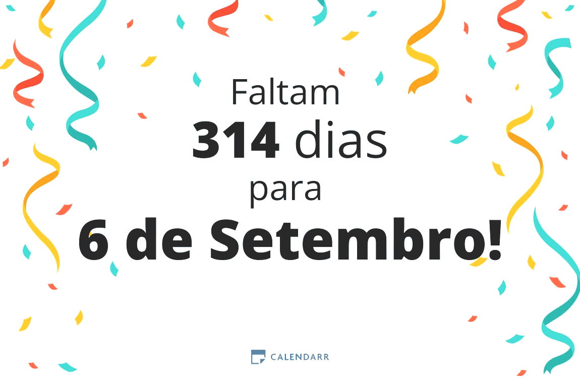 Descubra quantos dias faltam para 6 de Setembro - Calendarr