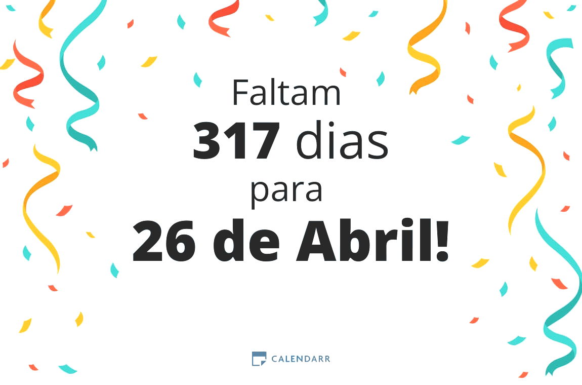 Descobre quantos dias faltam para 26 de Abril - Calendarr