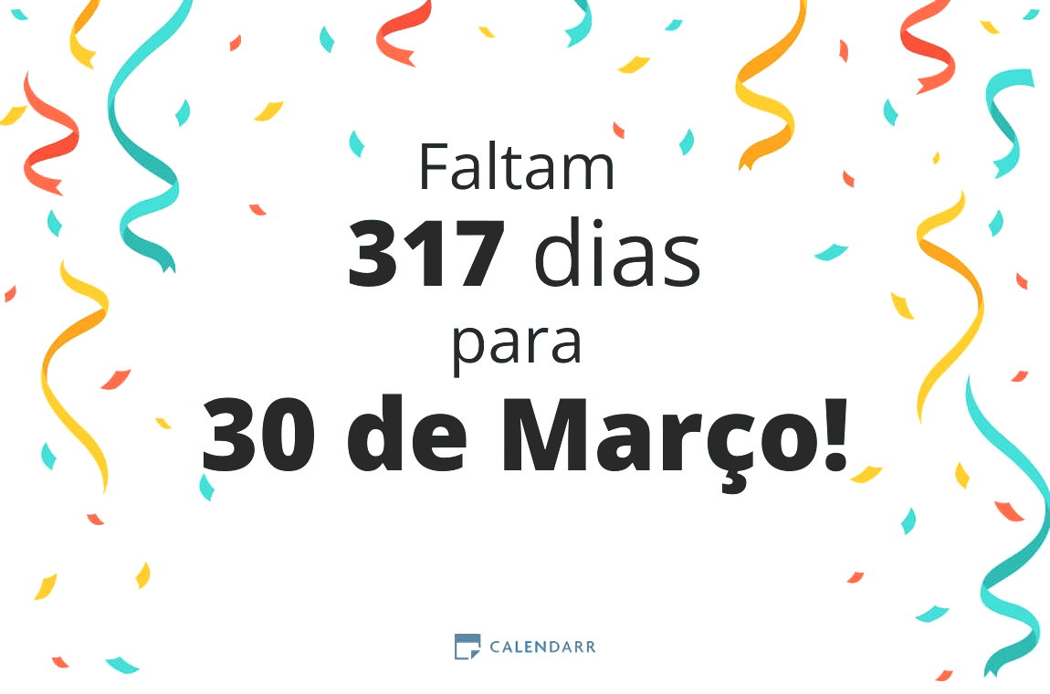 Descubra quantos dias faltam para 30 de Março - Calendarr