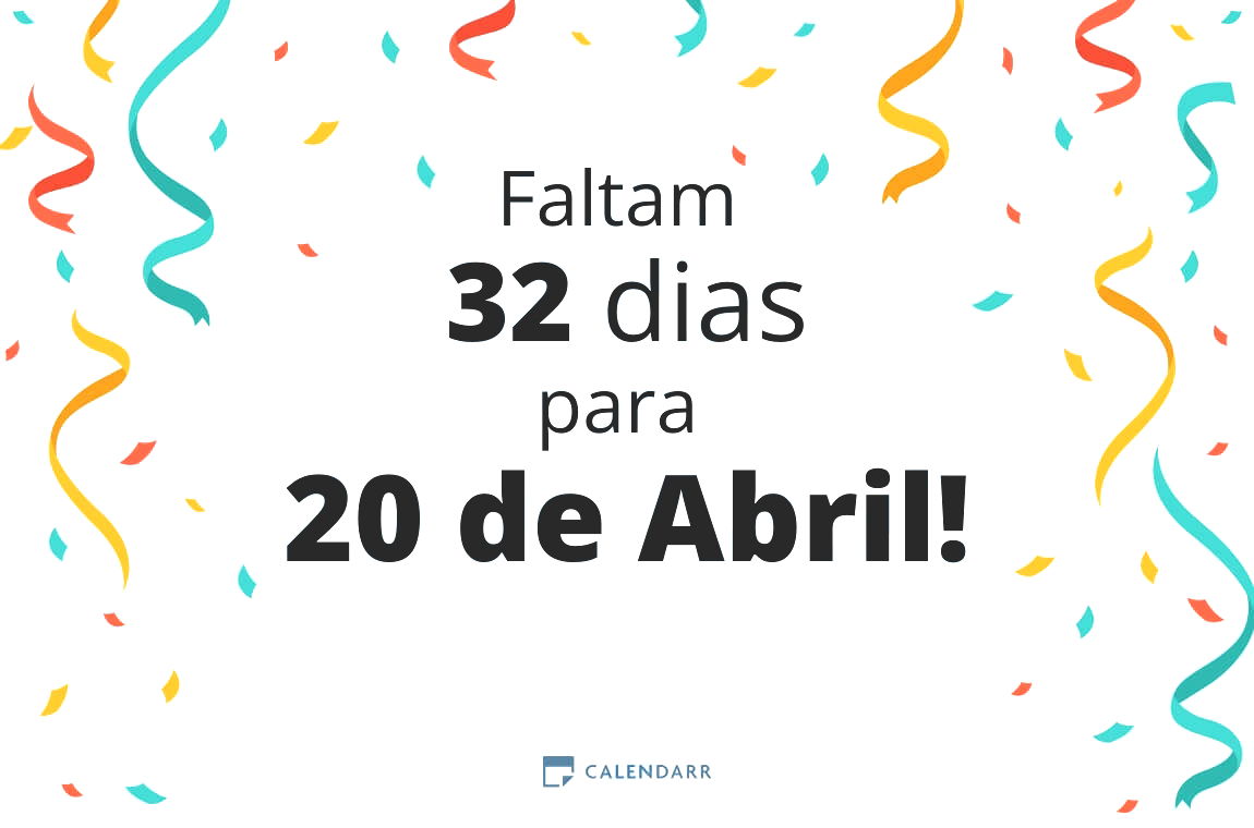 Descubra quantos dias faltam para 20 de Abril - Calendarr