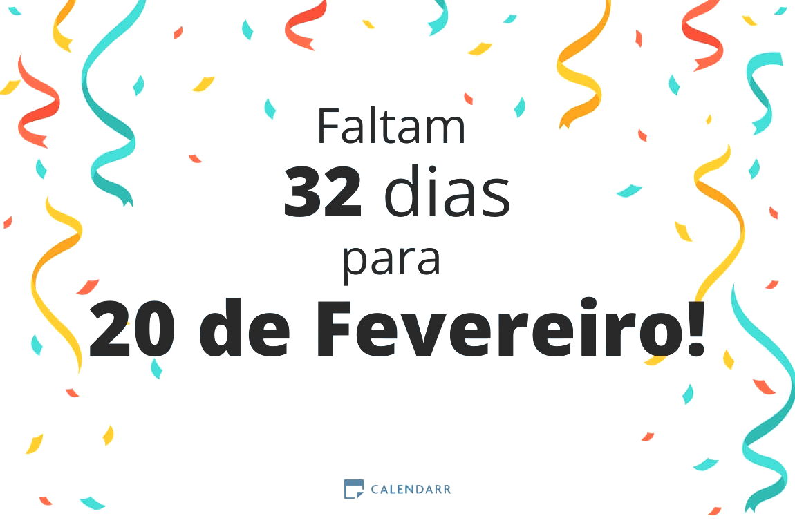 Descobre quantos dias faltam para 20 de Fevereiro - Calendarr