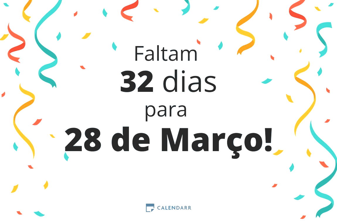 Descobre quantos dias faltam para 28 de Março - Calendarr