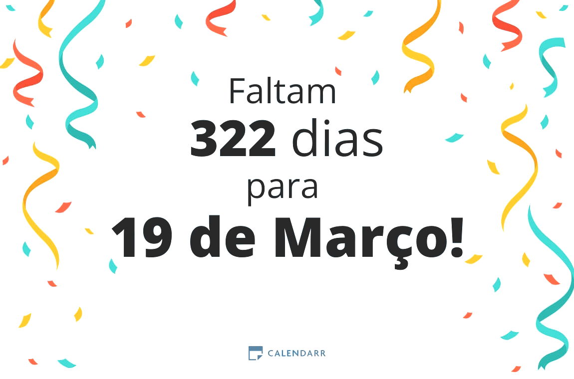Descubra quantos dias faltam para 19 de Março - Calendarr