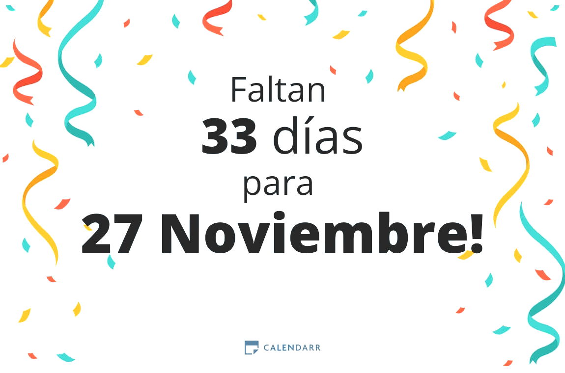 Descubre cuántos días faltan para 27 Noviembre - Calendarr