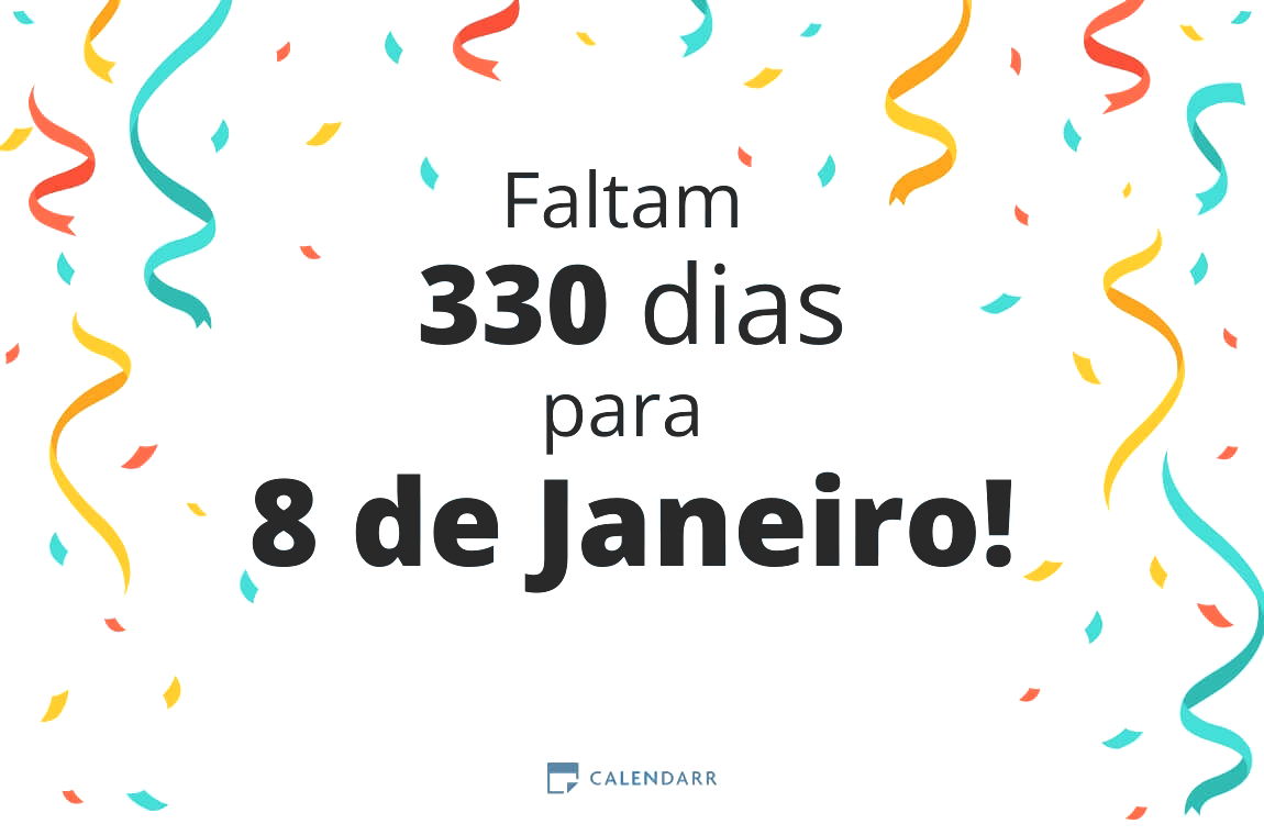 Descubra quantos dias faltam para 8 de Janeiro - Calendarr