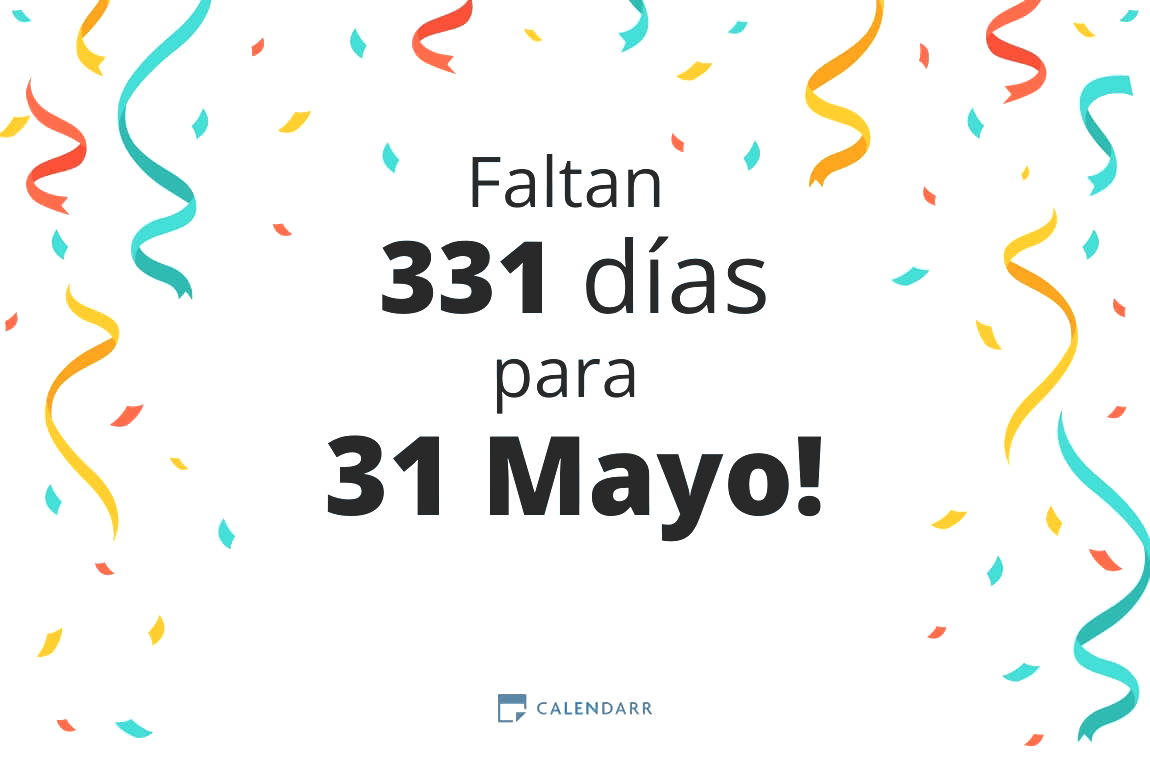 Descubre cuántos días faltan para 31 Mayo - Calendarr