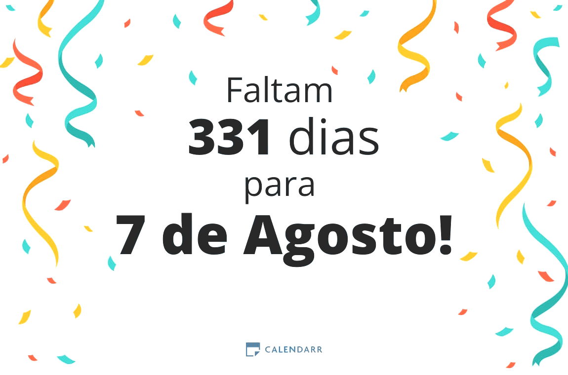 Descubra quantos dias faltam para 7 de Agosto - Calendarr