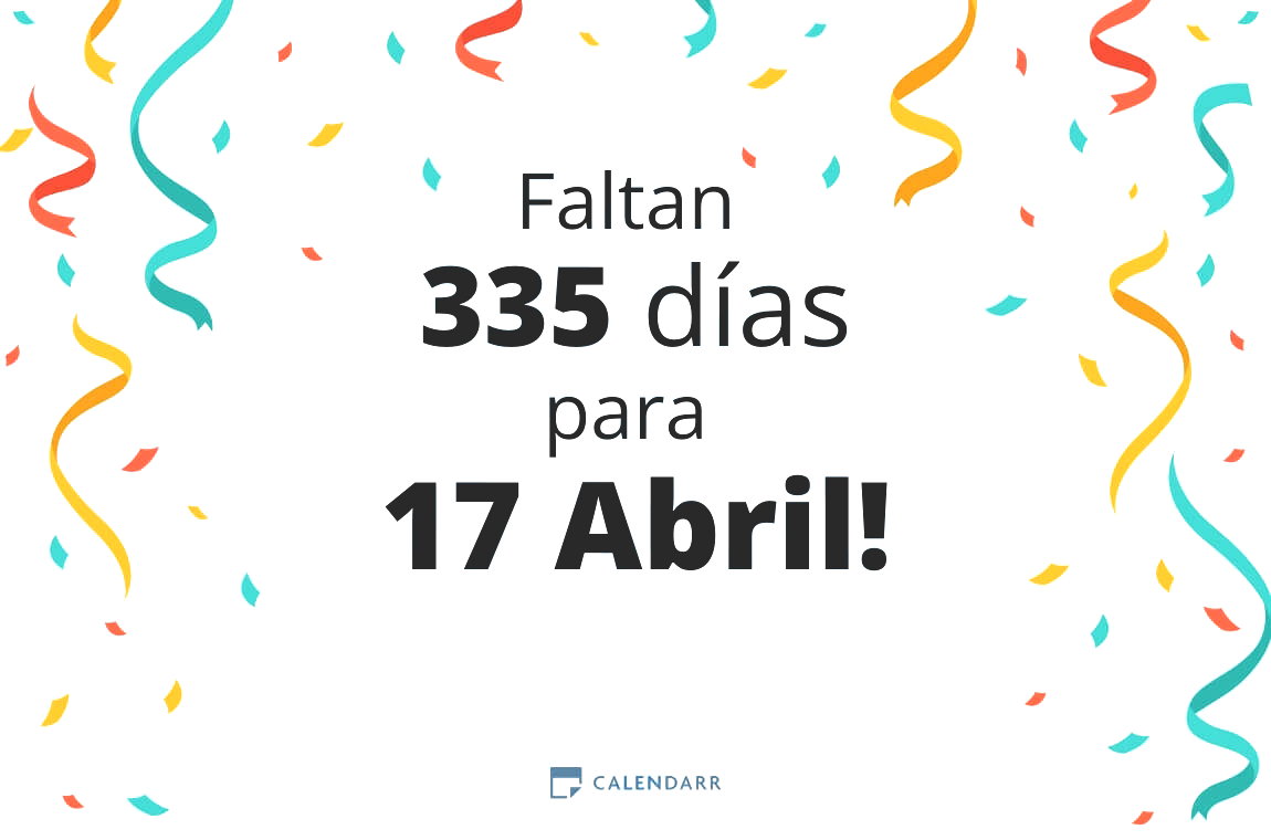 Descubre cuántos días faltan para 17 Abril - Calendarr