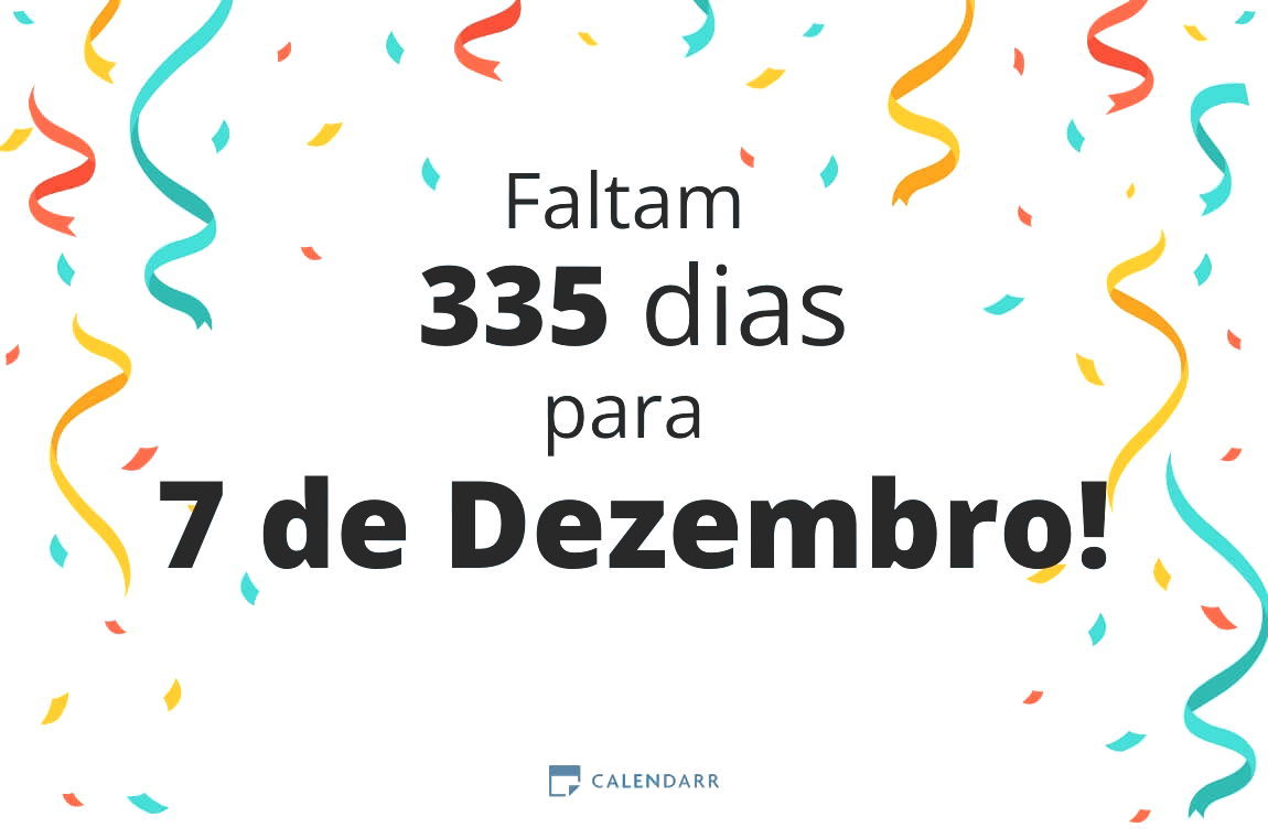 Descubra quantos dias faltam para 7 de Dezembro - Calendarr