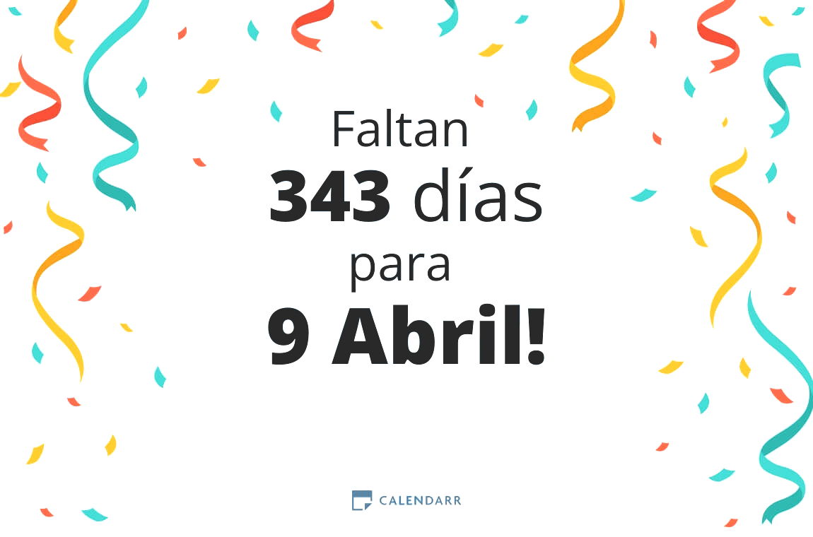 Descubre cuántos días faltan para 9 Abril - Calendarr