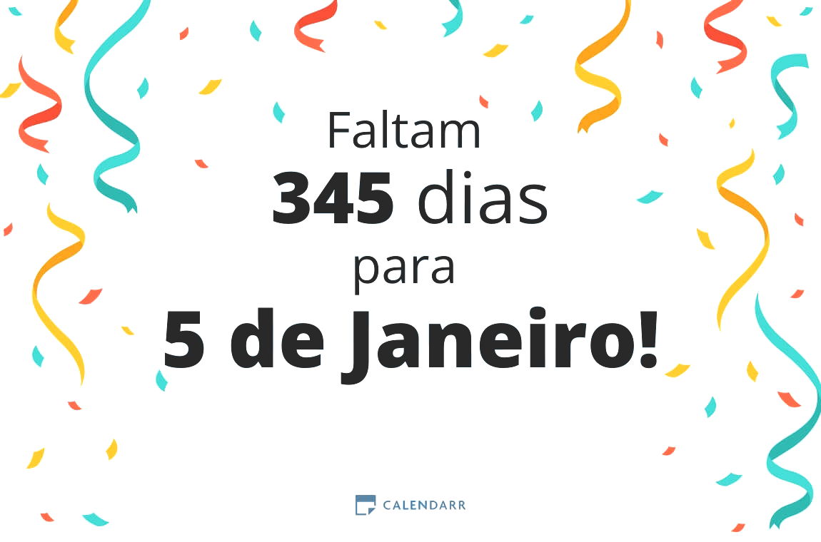 Descobre quantos dias faltam para 5 de Janeiro Calendarr