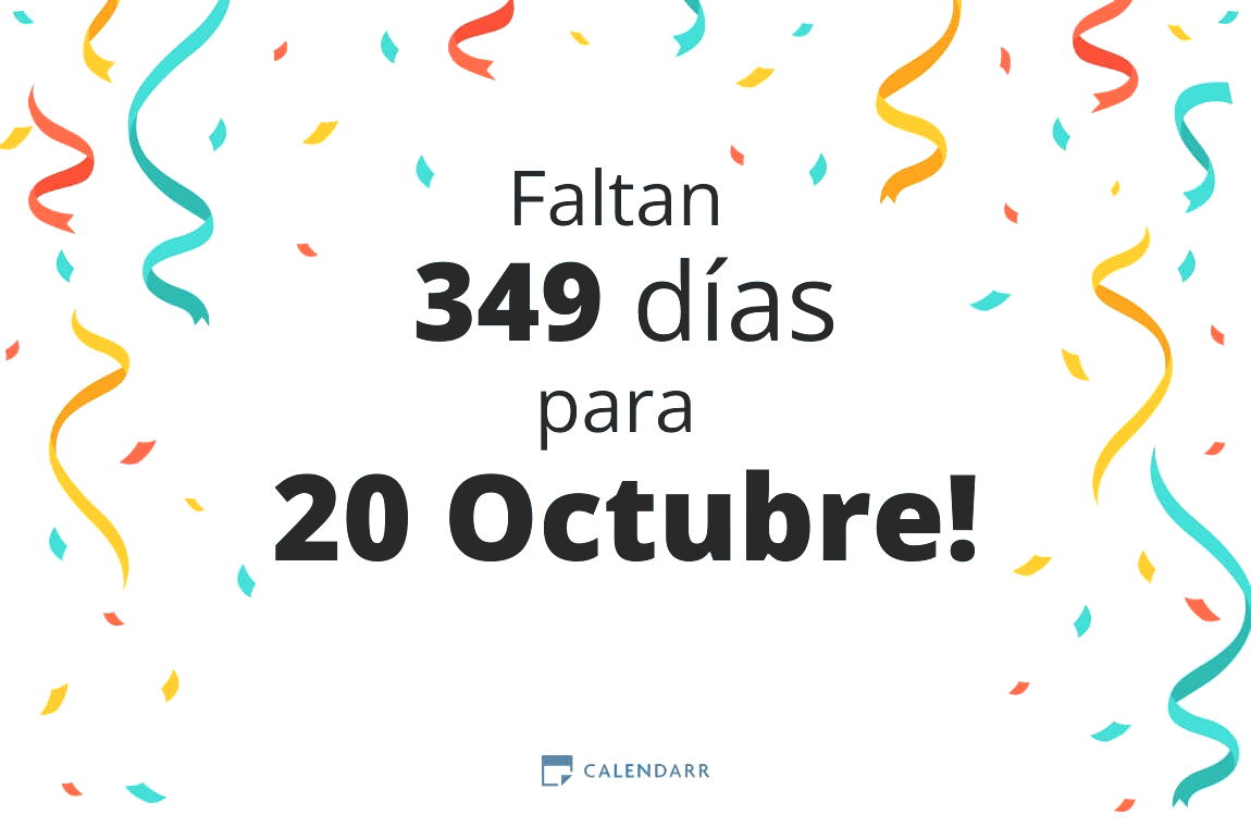 Descubre cuántos días faltan para 20 Octubre - Calendarr