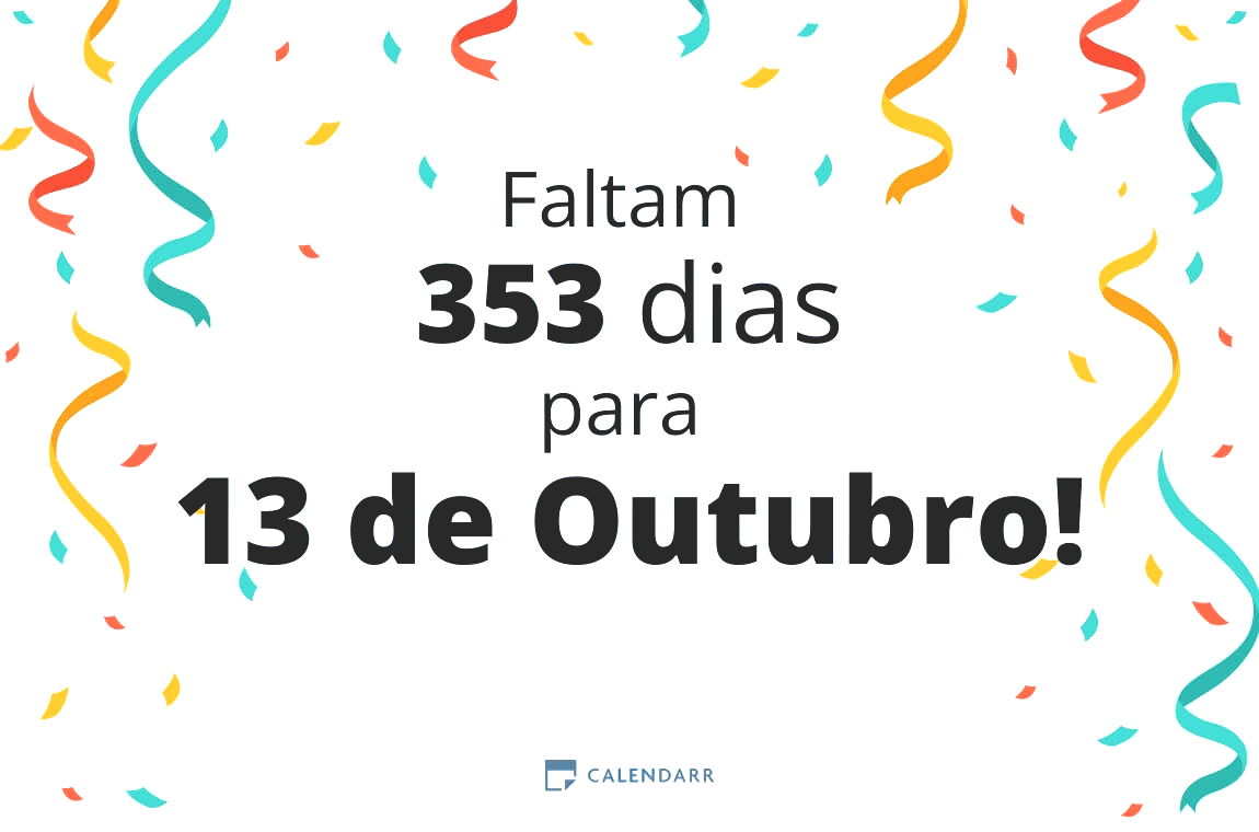 Descubra quantos dias faltam para 13 de Outubro - Calendarr