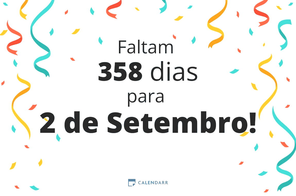 Descubra quantos dias faltam para 2 de Setembro - Calendarr