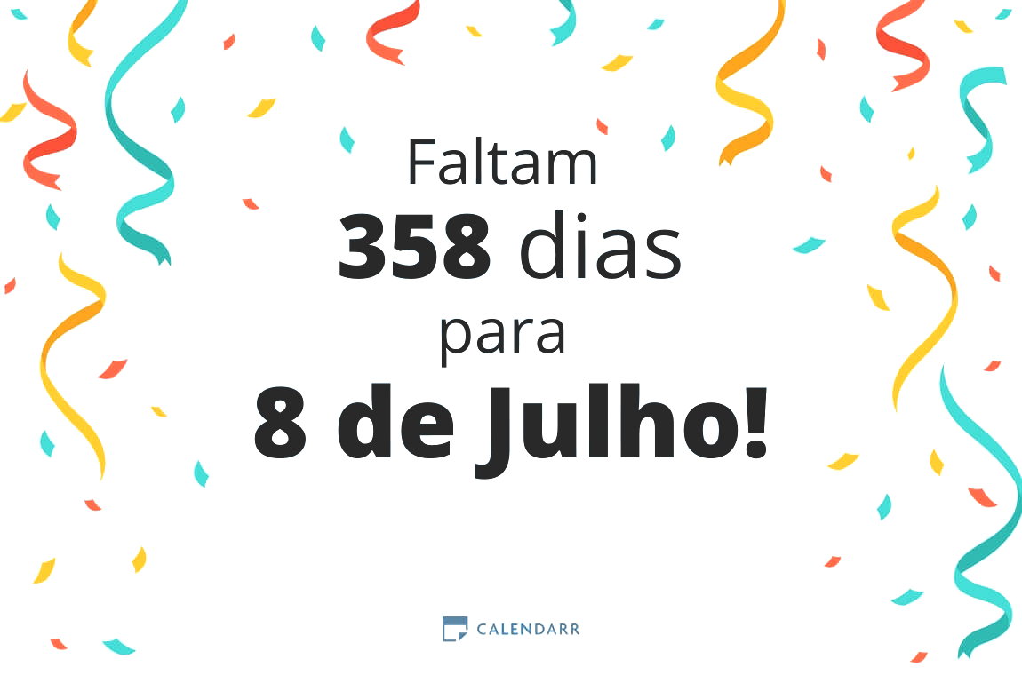 Descubra quantos dias faltam para 8 de Julho - Calendarr