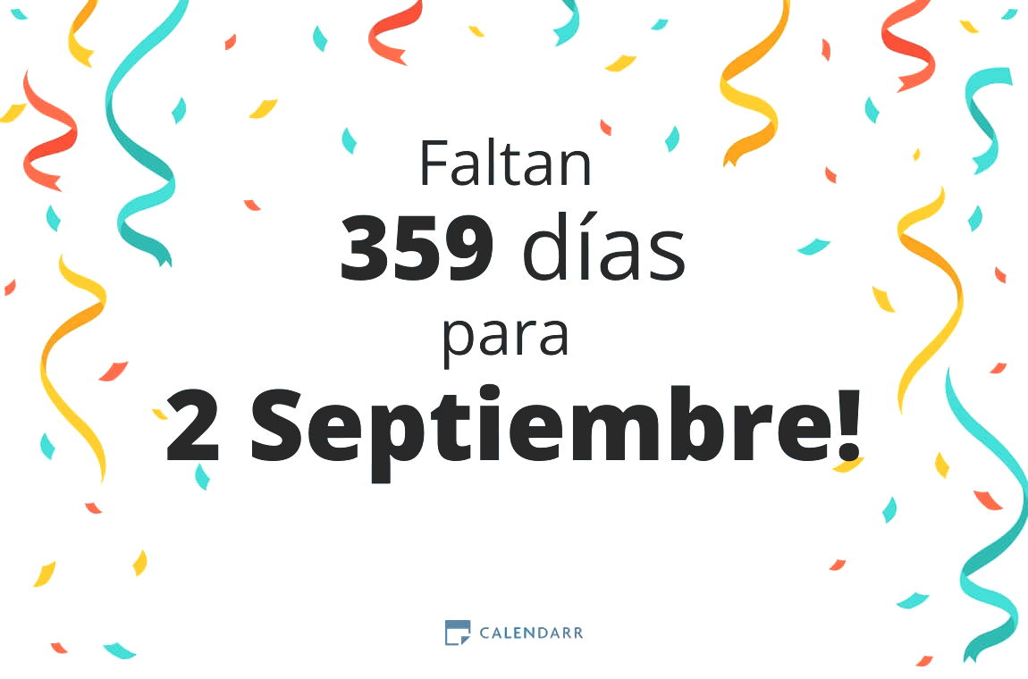 Descubre cuántos días faltan para 2 Septiembre - Calendarr
