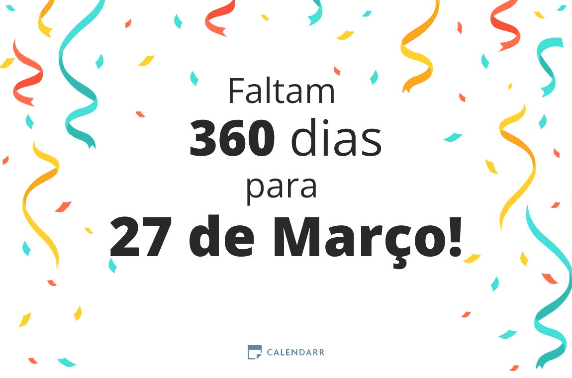 Descobre quantos dias faltam para 27 de Março - Calendarr