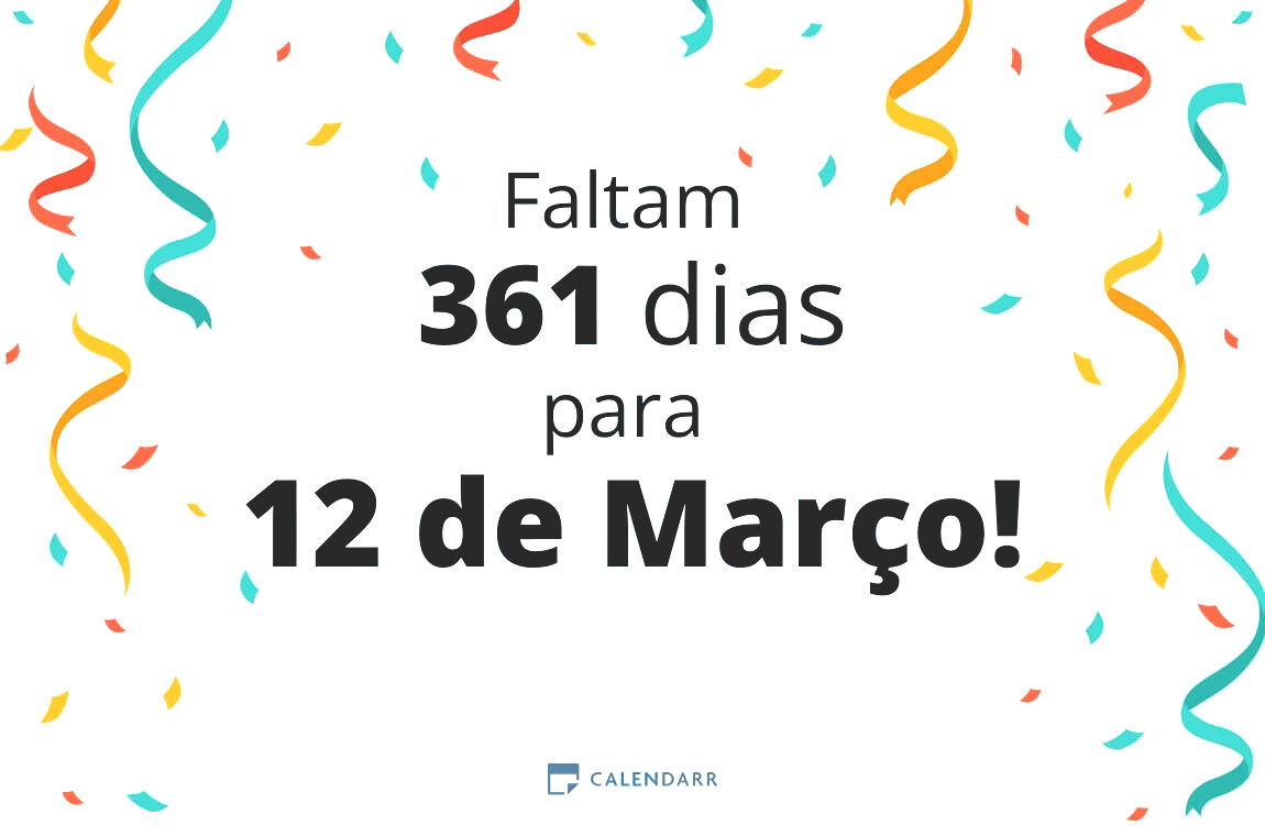 Descubra quantos dias faltam para 12 de Março - Calendarr