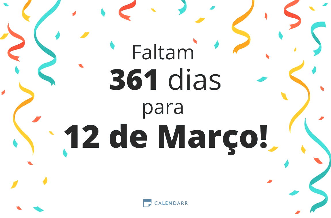 Descobre quantos dias faltam para 12 de Março - Calendarr