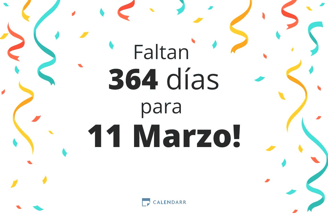 Descubre cuántos días faltan para 11 Marzo - Calendarr