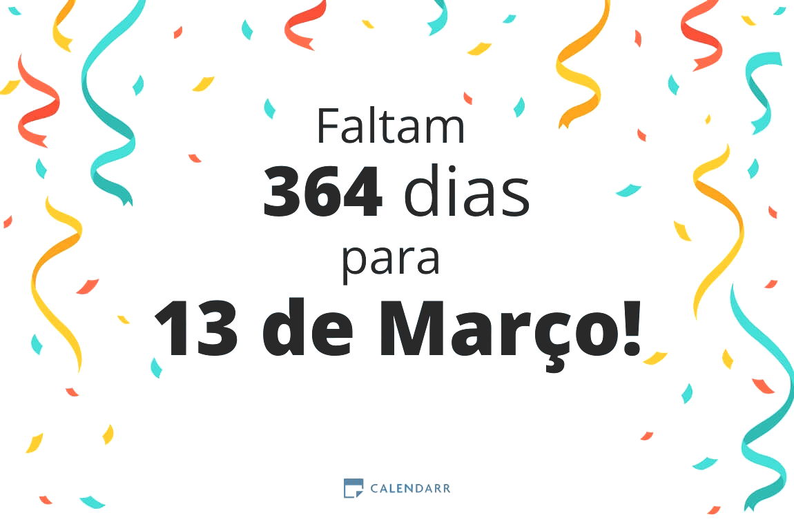 Descobre quantos dias faltam para 13 de Março - Calendarr