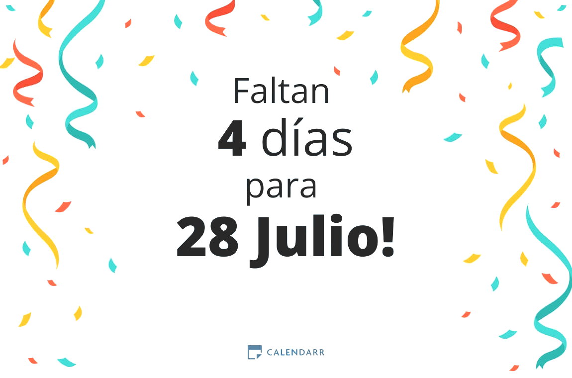 Descubre cuántos días faltan para 28 Julio - Calendarr