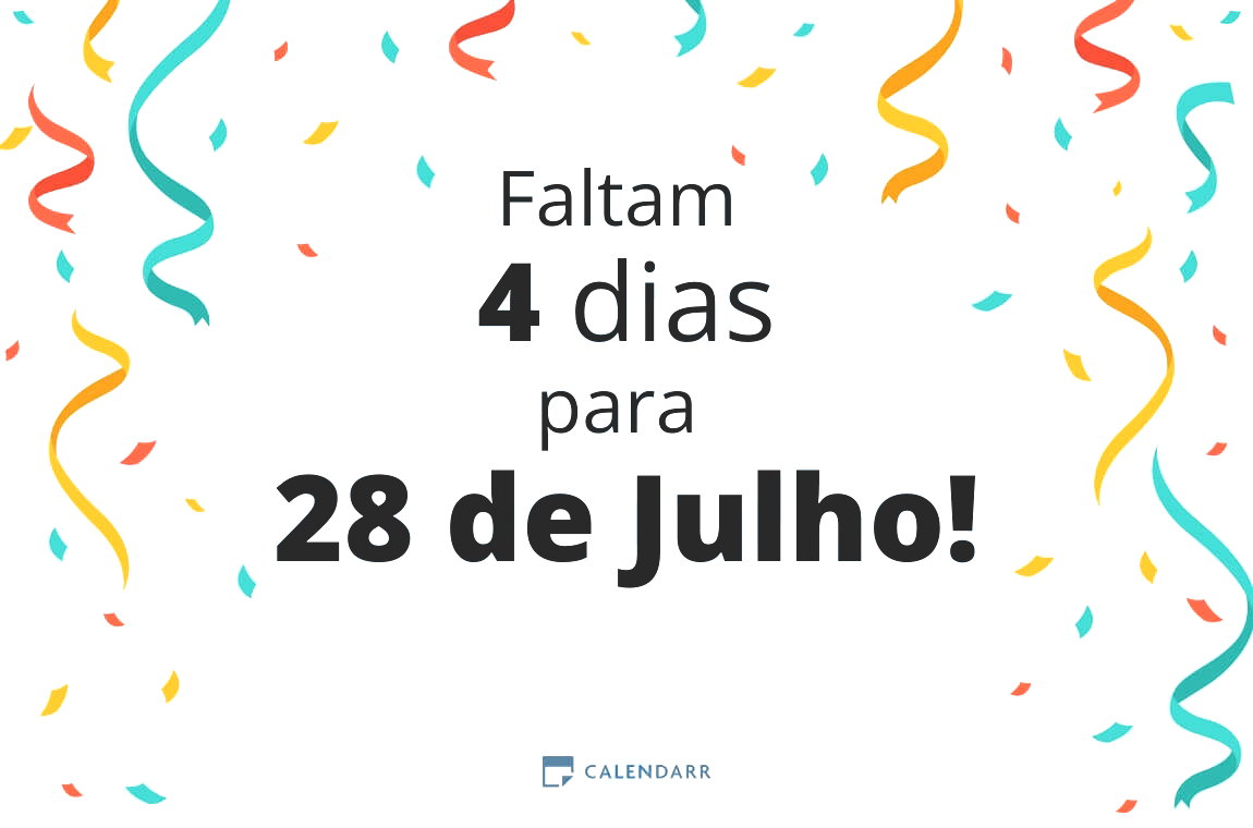 Descobre quantos dias faltam para 28 de Julho - Calendarr