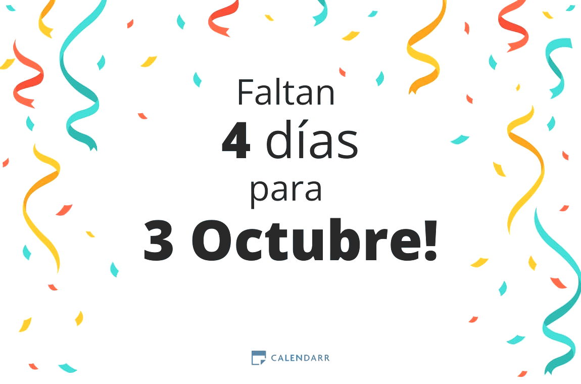 Descubre cuántos días faltan para 3 Octubre - Calendarr