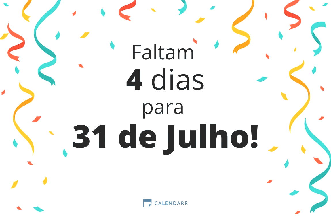 Descubra quantos dias faltam para 31 de Julho - Calendarr