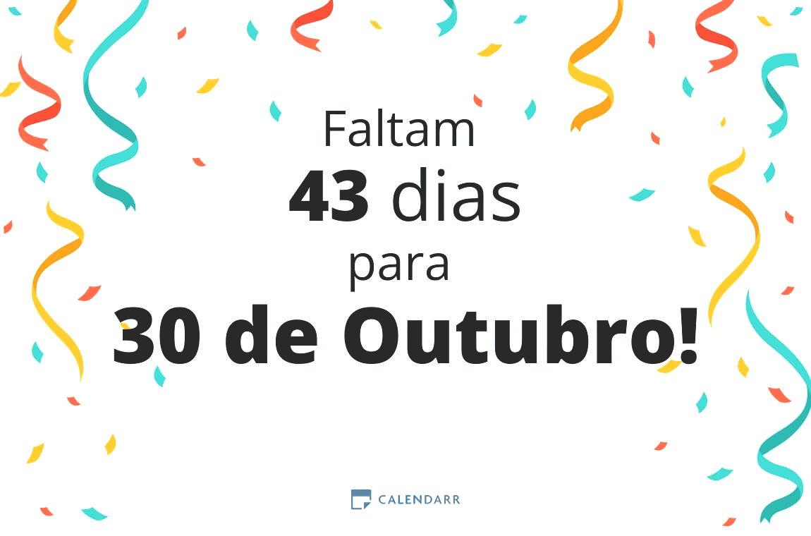 Descubra quantos dias faltam para 30 de Outubro - Calendarr