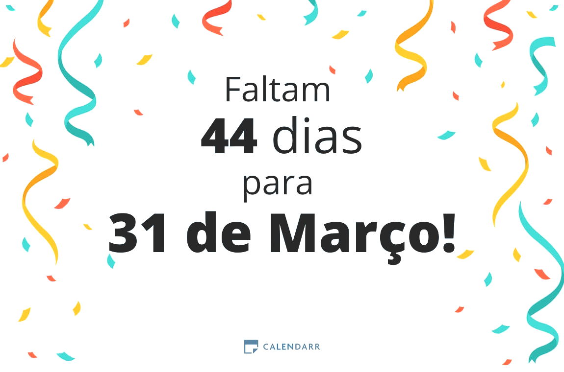 Descubra quantos dias faltam para 31 de Março - Calendarr