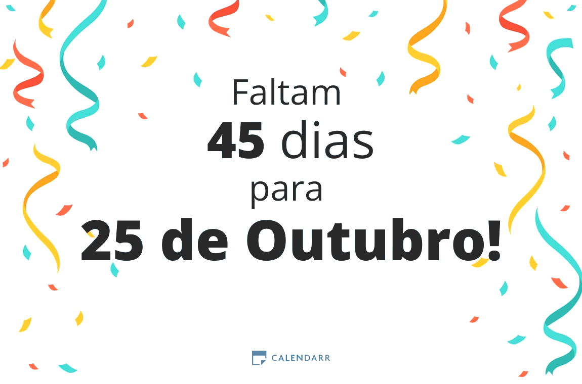 Descubra quantos dias faltam para 25 de Outubro - Calendarr
