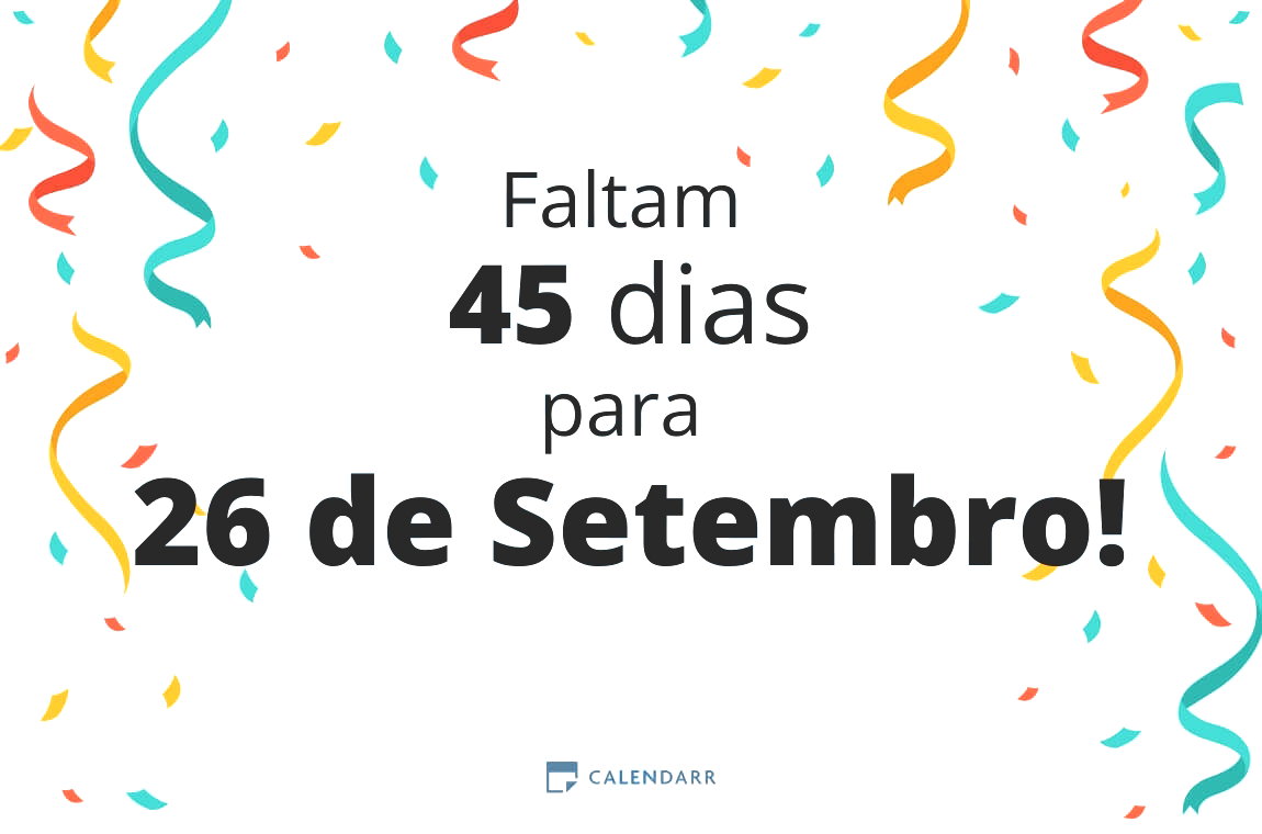 Descubra quantos dias faltam para 26 de Setembro - Calendarr