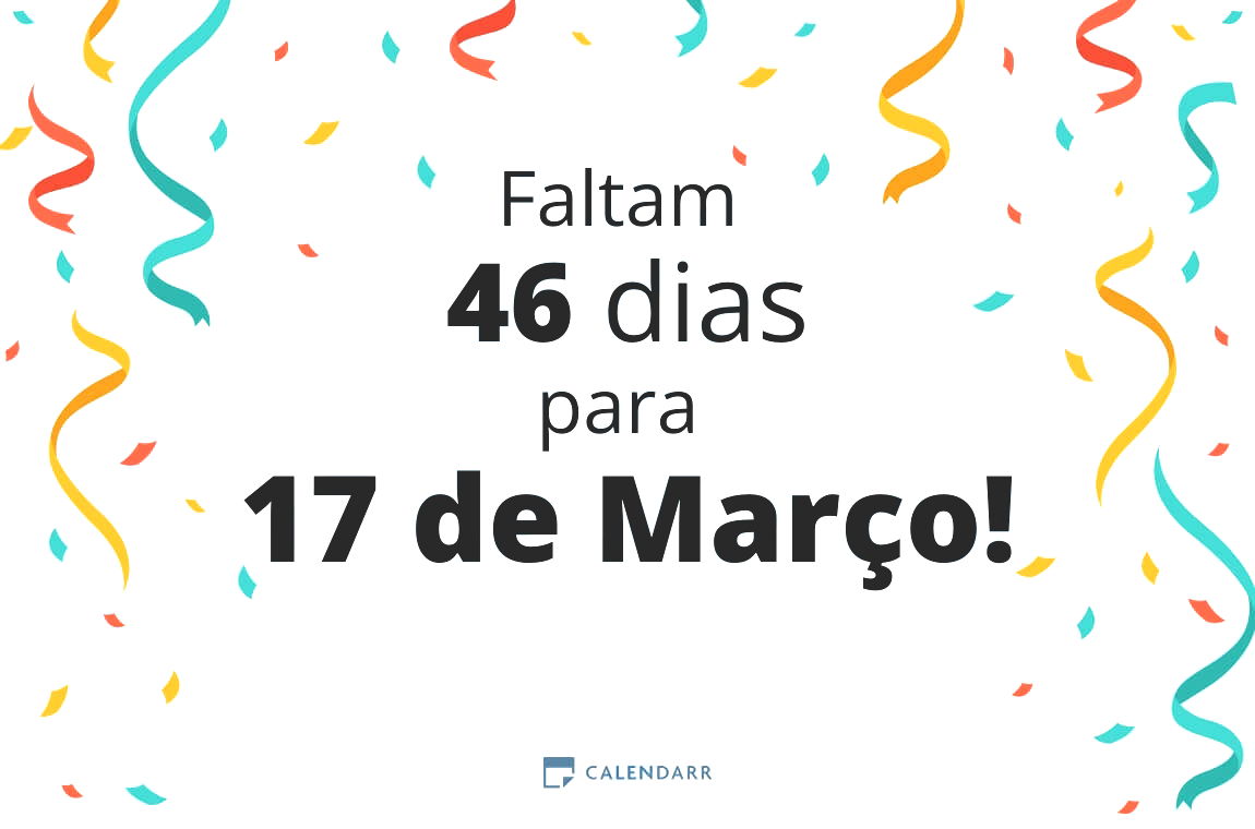 Descubra quantos dias faltam para 17 de Março - Calendarr