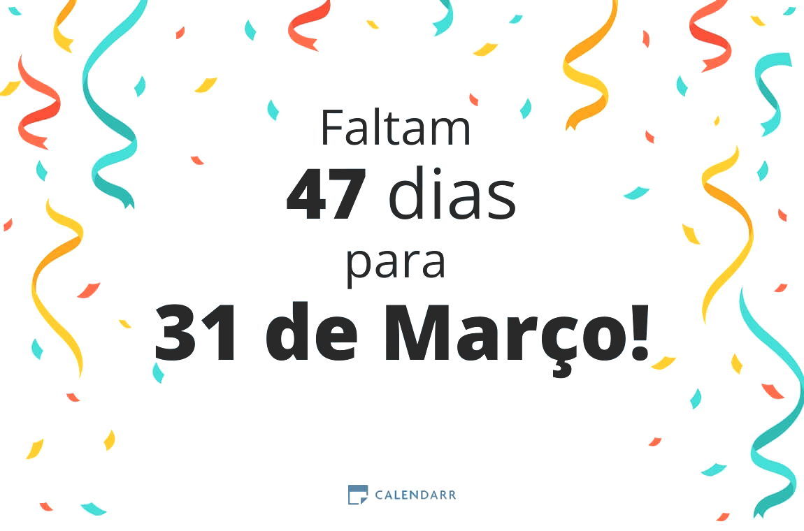 Descubra quantos dias faltam para 31 de Março - Calendarr