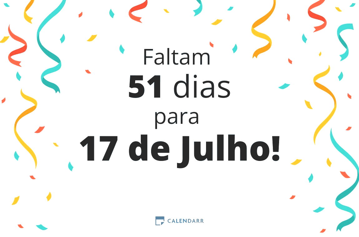 Descubra quantos dias faltam para 17 de Julho - Calendarr