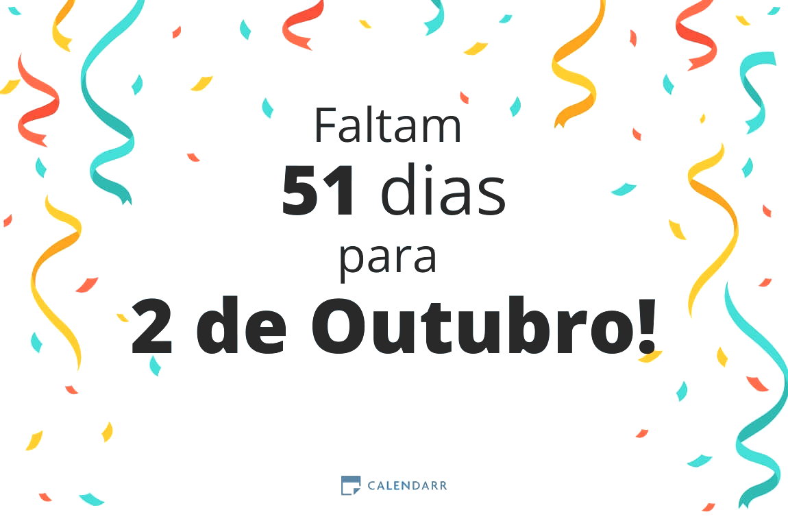 Descubra quantos dias faltam para 2 de Outubro - Calendarr