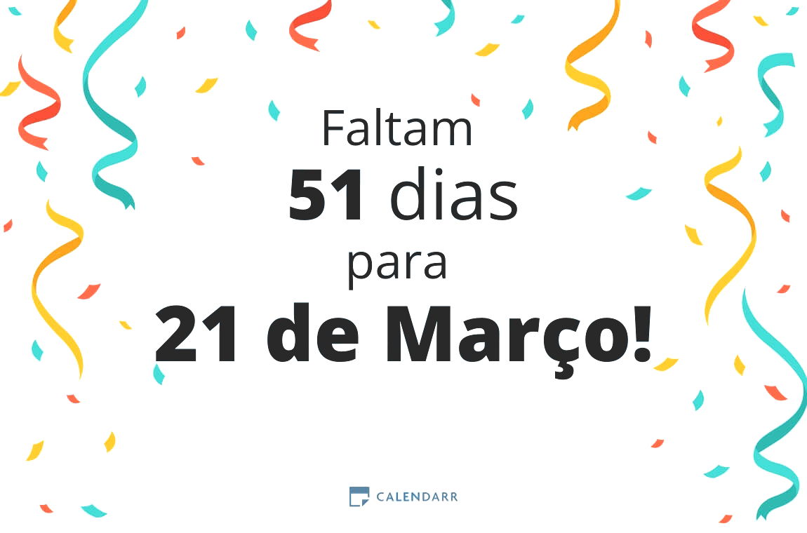 Descubra quantos dias faltam para 21 de Março - Calendarr